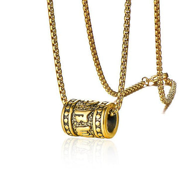 Titanium Steel Tibetan Buddhist Six Words Mantra Spiritual Necklace